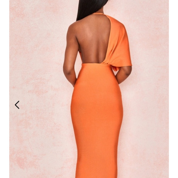 House of CB Clemence Maxi Orange Bandage Dress Womens Large - Picture 5 of 16